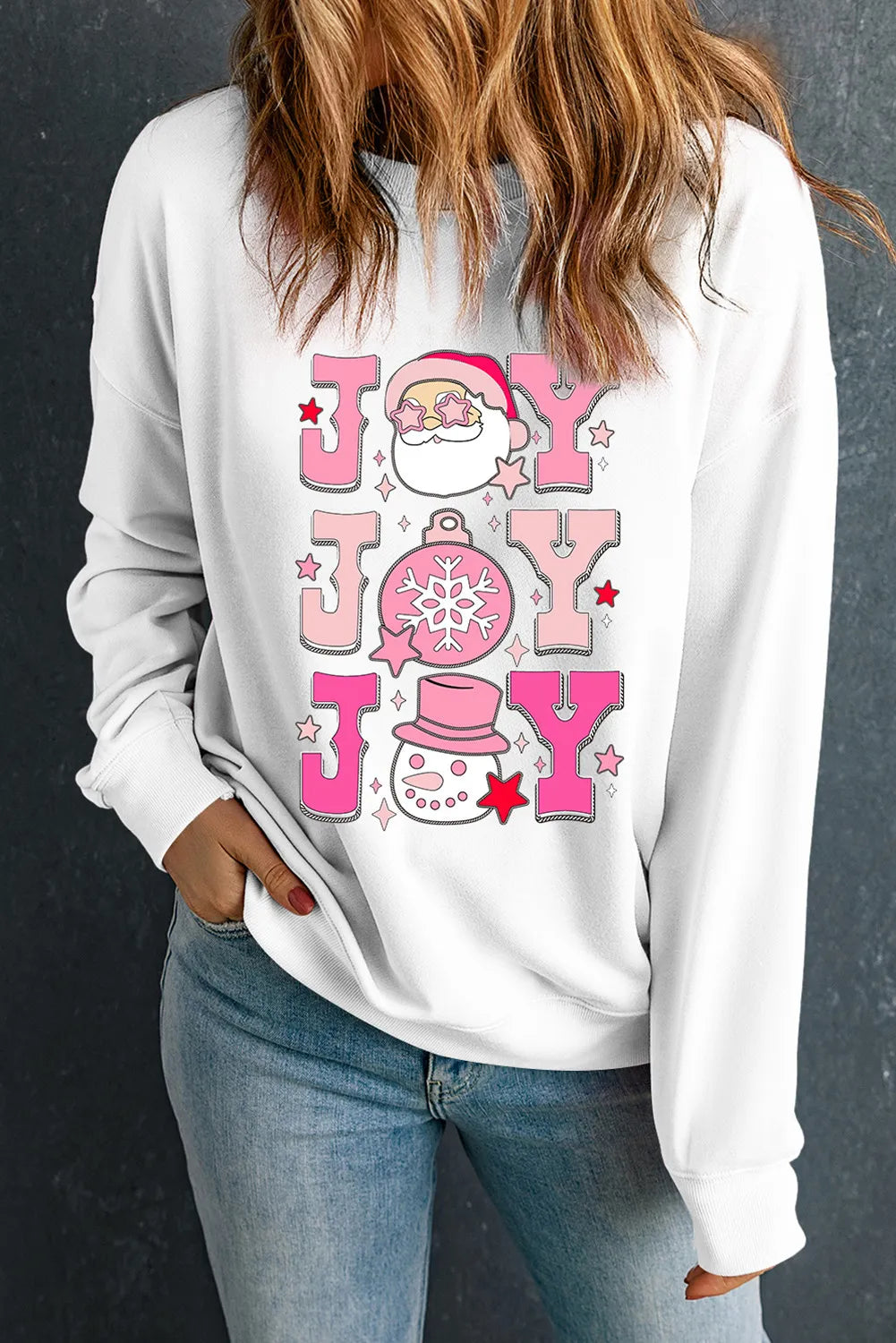 JOY Round Neck Long Sleeve Sweatshirt - Design Studios Direct