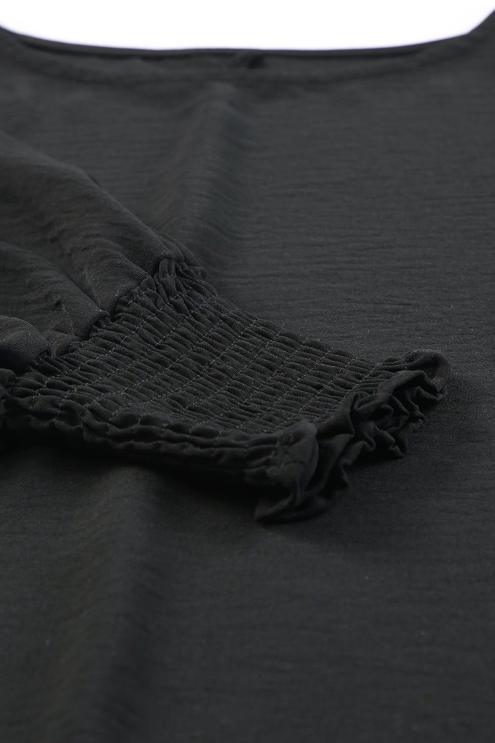 Black Smocked Wrist Shift Top - Design Studios Direct