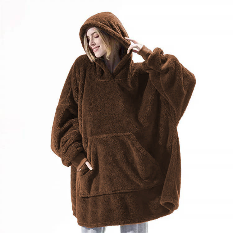 Hoodie Sweatshirt With Big Pocket Tops Sweater Comfortable Loose Double-Sided Fleece Thicker Wearable Blanket - Design Studios Direct
