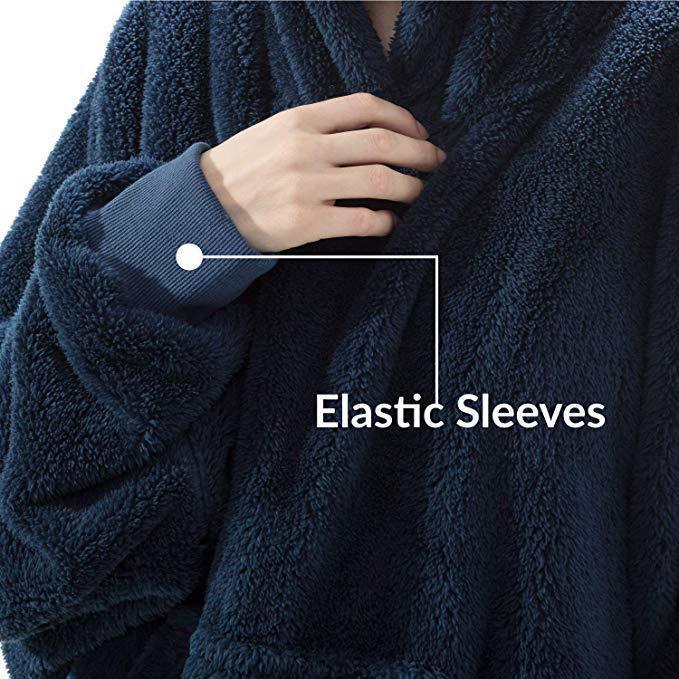 Hoodie Sweatshirt With Big Pocket Tops Sweater Comfortable Loose Double-Sided Fleece Thicker Wearable Blanket - Design Studios Direct