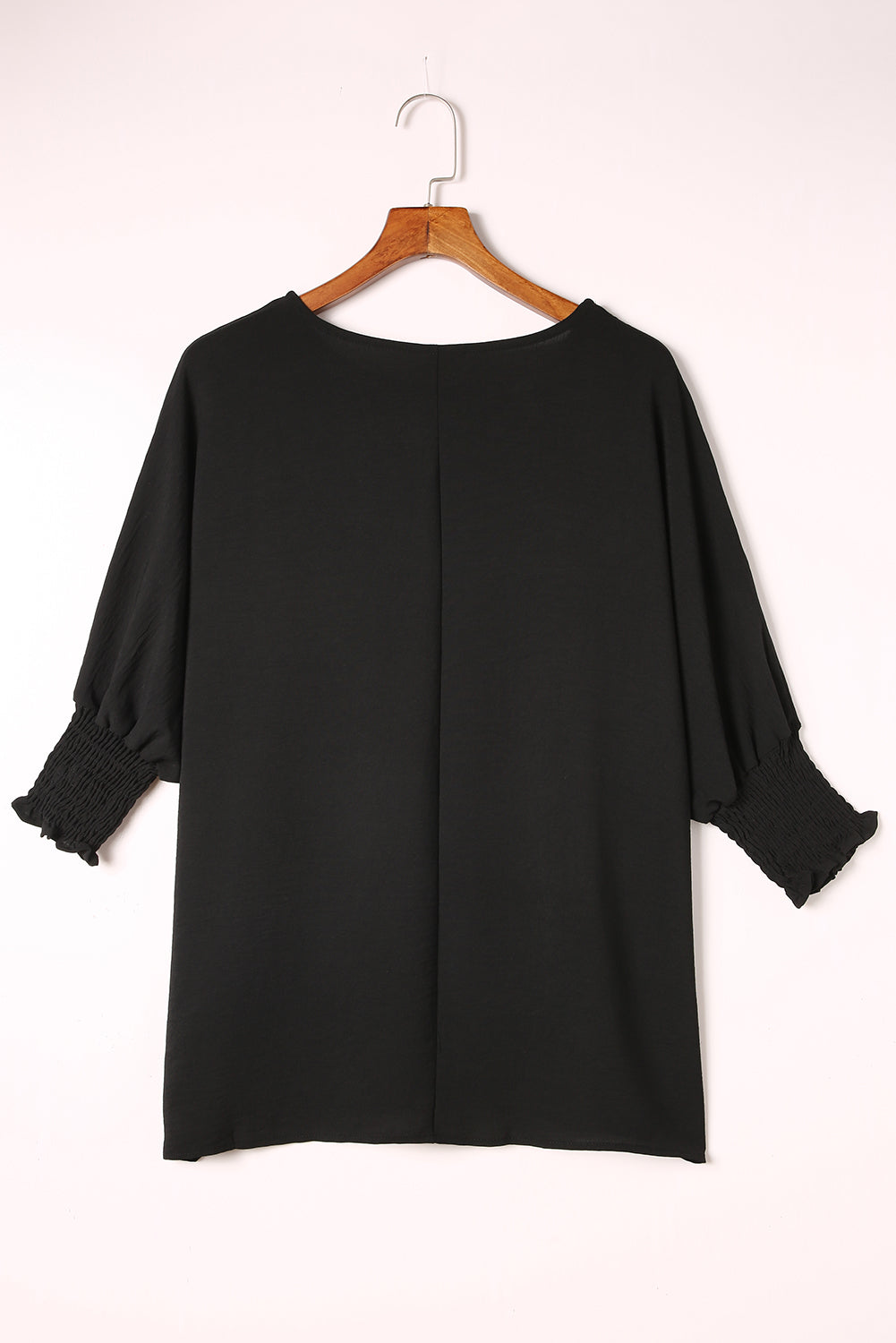 Black Smocked Wrist Shift Top - Design Studios Direct