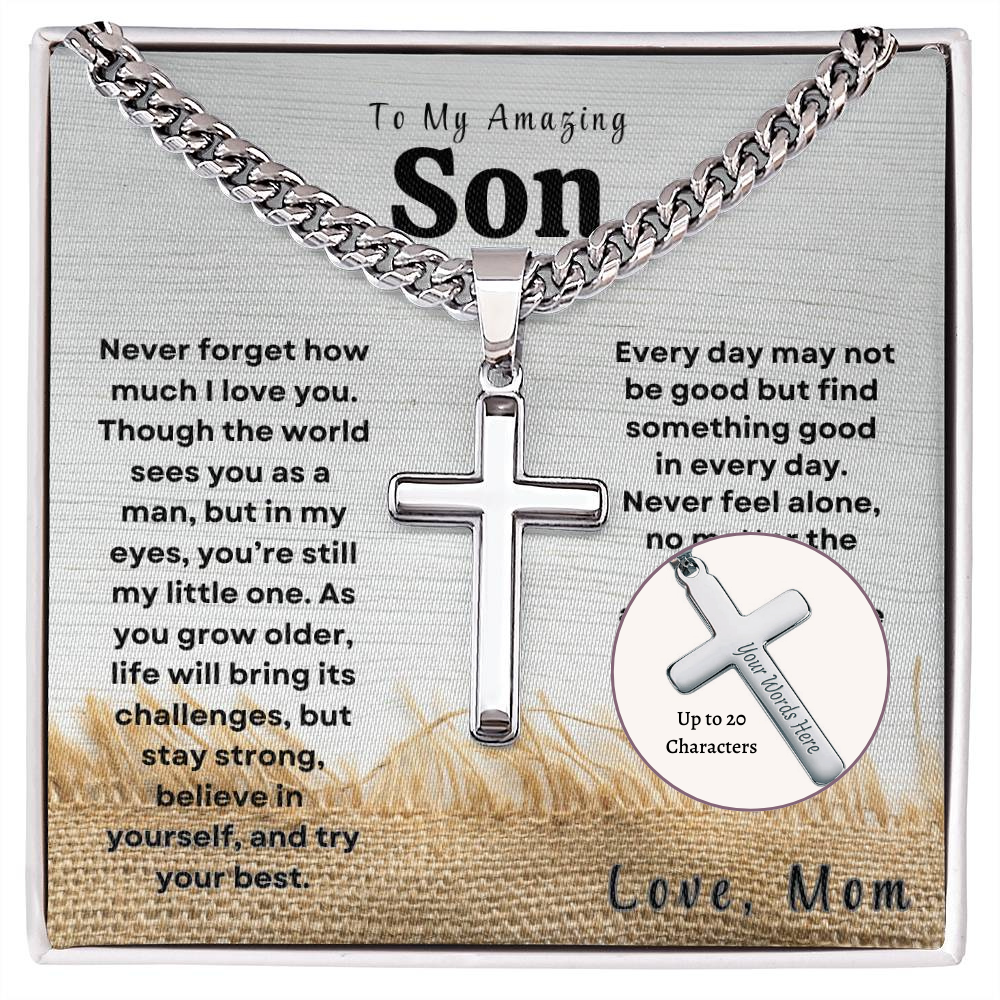 My Amazing Son - Personalized Engraving Cuban Cross Necklace