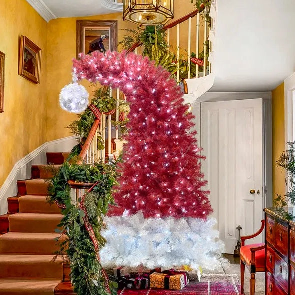 6FT Fir Bent Top Christmas Tree, Santa Hat Style Christmas 300 LED Lights - Design Studios Direct
