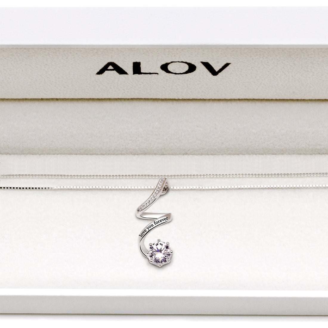 Jewelry Sterling Silver "Love You Forever" Cubic Zirconia Pendant Necklace - Design Studios Direct