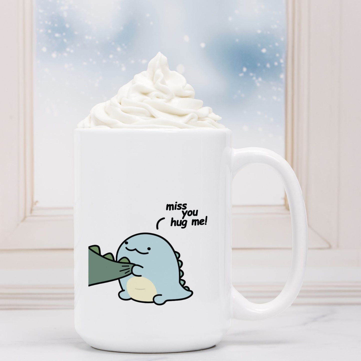 Hug Me Cute Dinosaur Couple Mug Coffee Lover Gift Best Friend Mug Birthday Gift Valentine Gift Friendship Gift