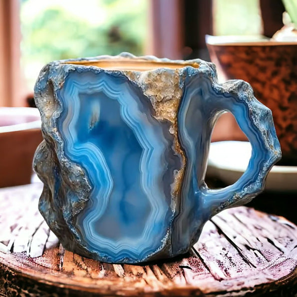 Resin Mineral Crystal Coffee Mugs With Handles Elegant Mineral Crystal Cup