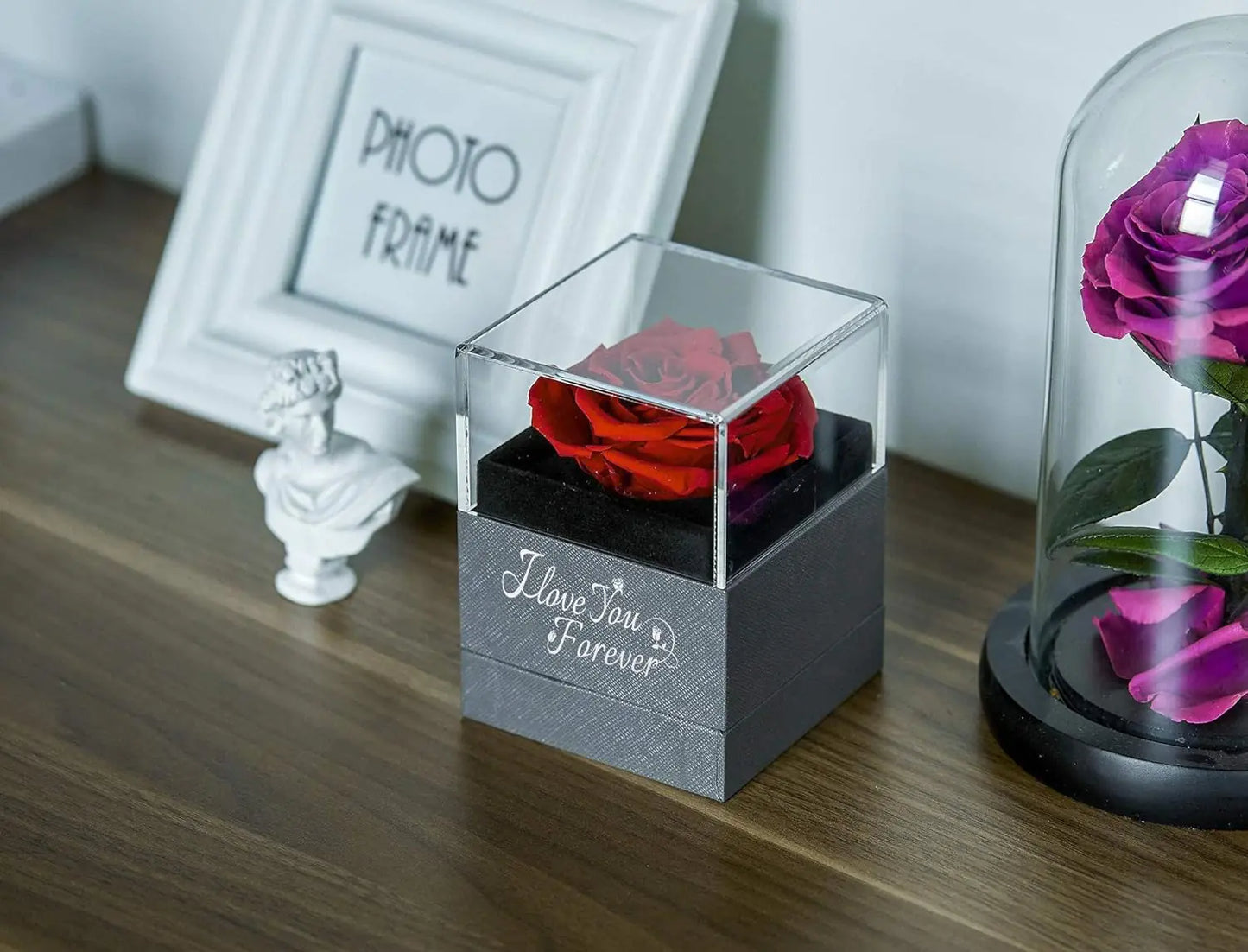 WILDLOVE Preserved Real Rose with I Love You Necklace - Design Studios Direct