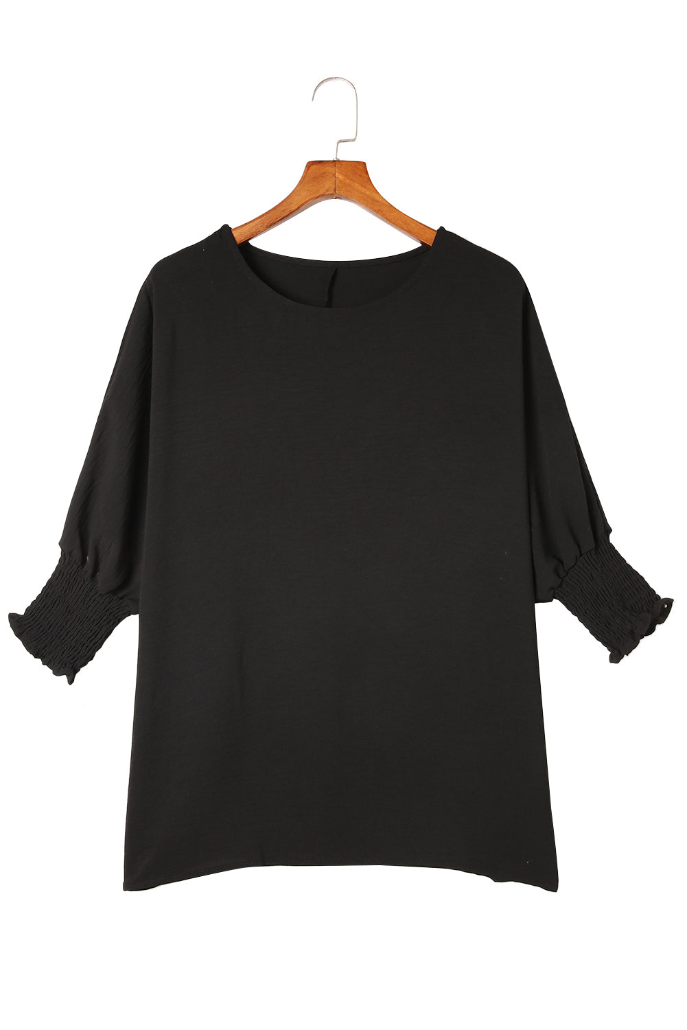 Black Smocked Wrist Shift Top - Design Studios Direct