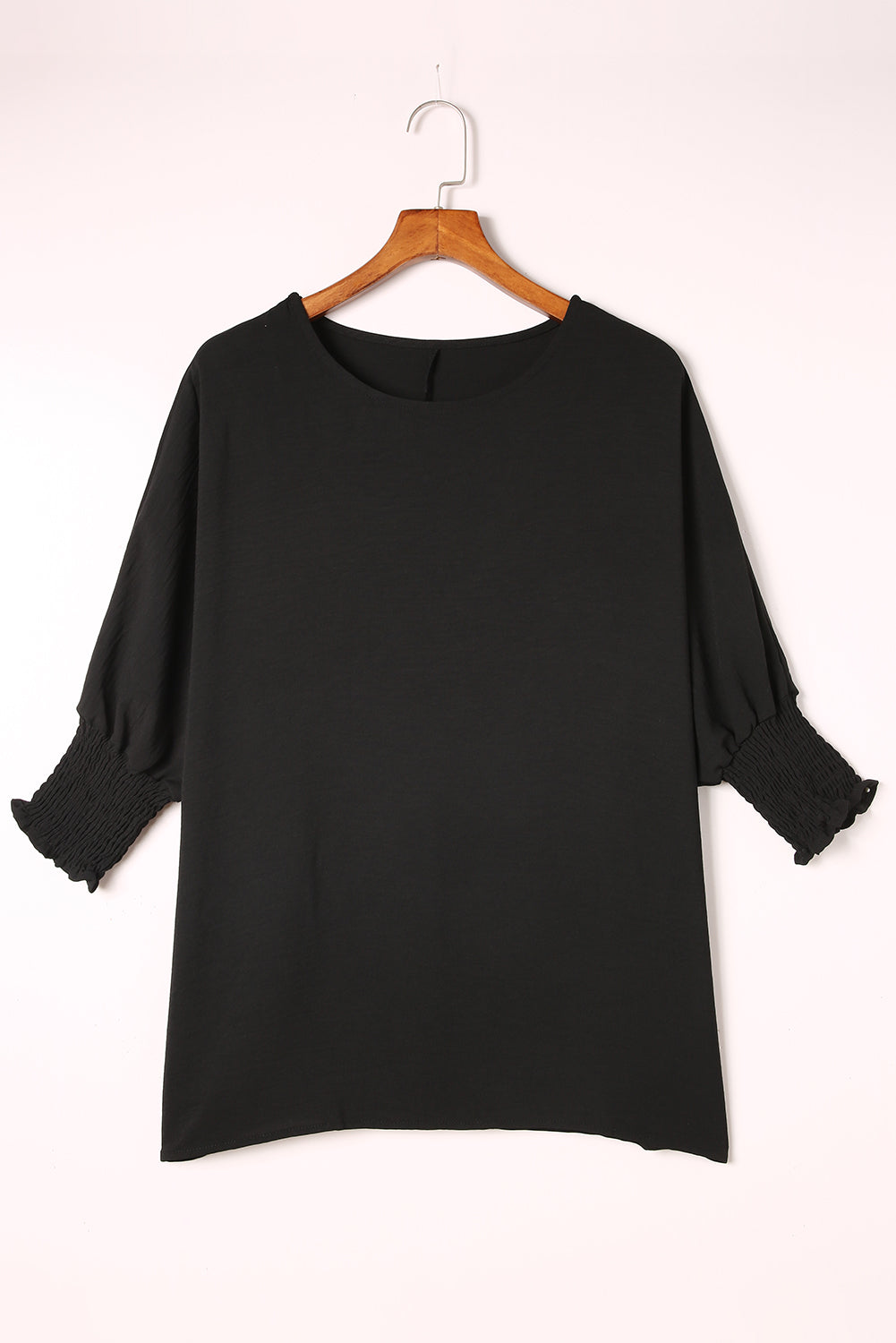 Black Smocked Wrist Shift Top - Design Studios Direct