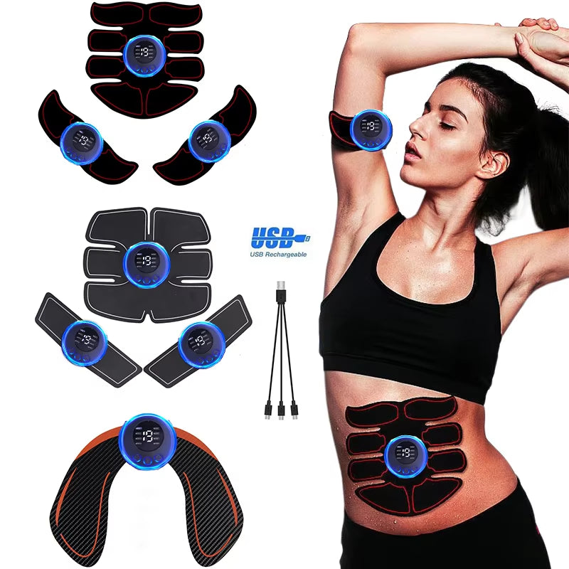 USB Rechargable EMS Muscle Stimulator Electric Massage Therapy Pain Relief Digital Meridian Full Body Massager Fitness - Design Studios Direct