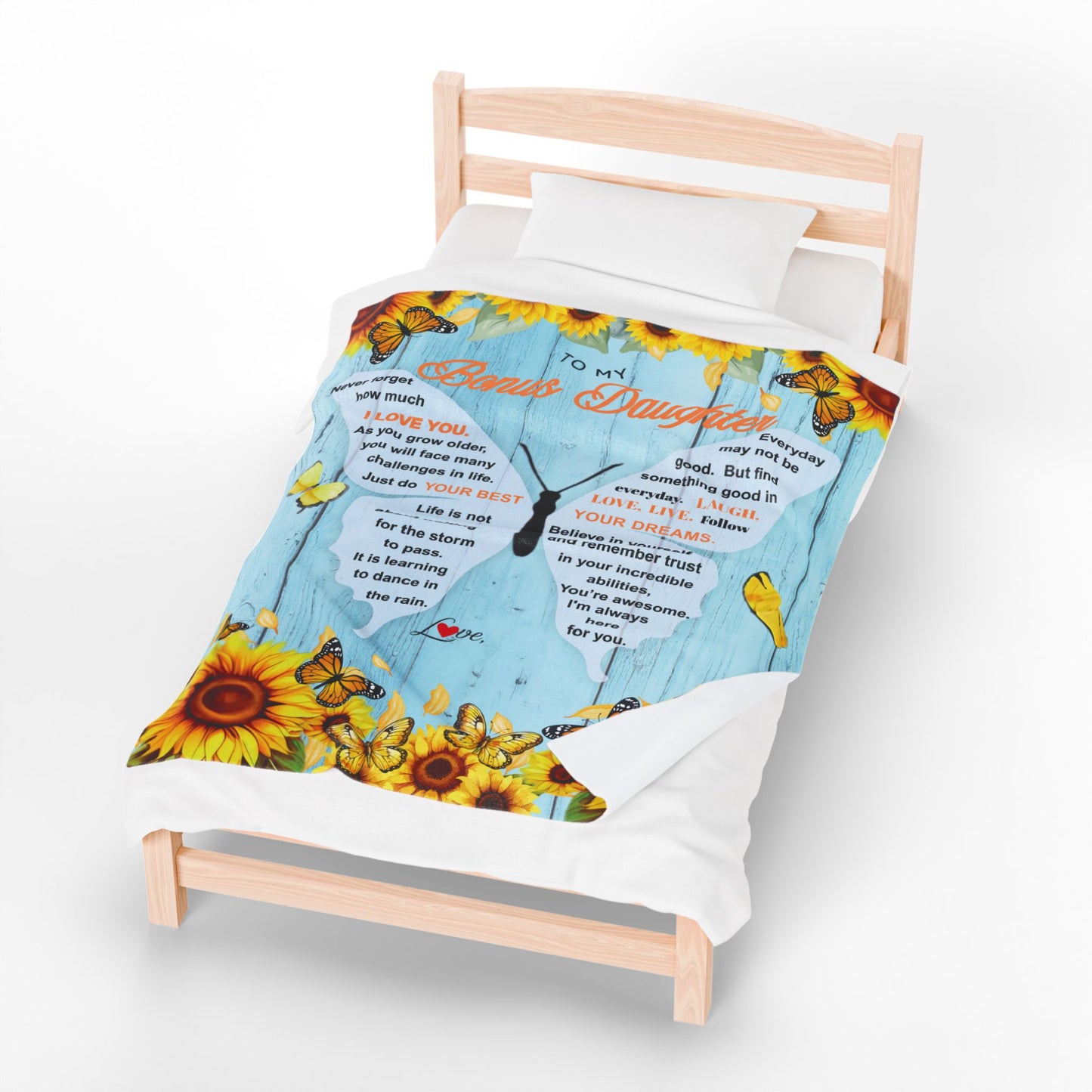 Personalized Bonus Daughter Blanket – Custom Name Gift from Stepmom, Stepdad, Aunt or Uncle