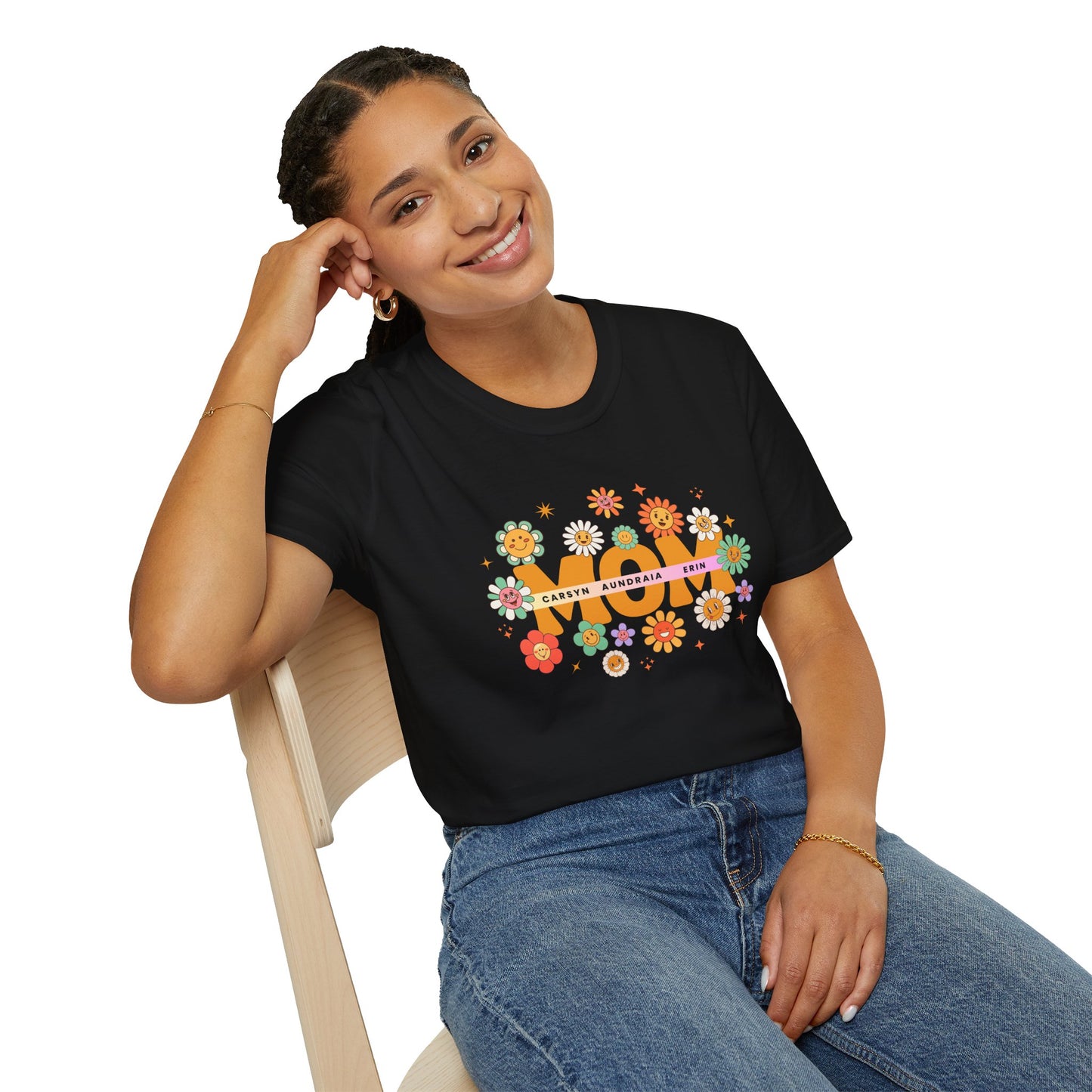 Retro Mom Kids Name T-Shirt
