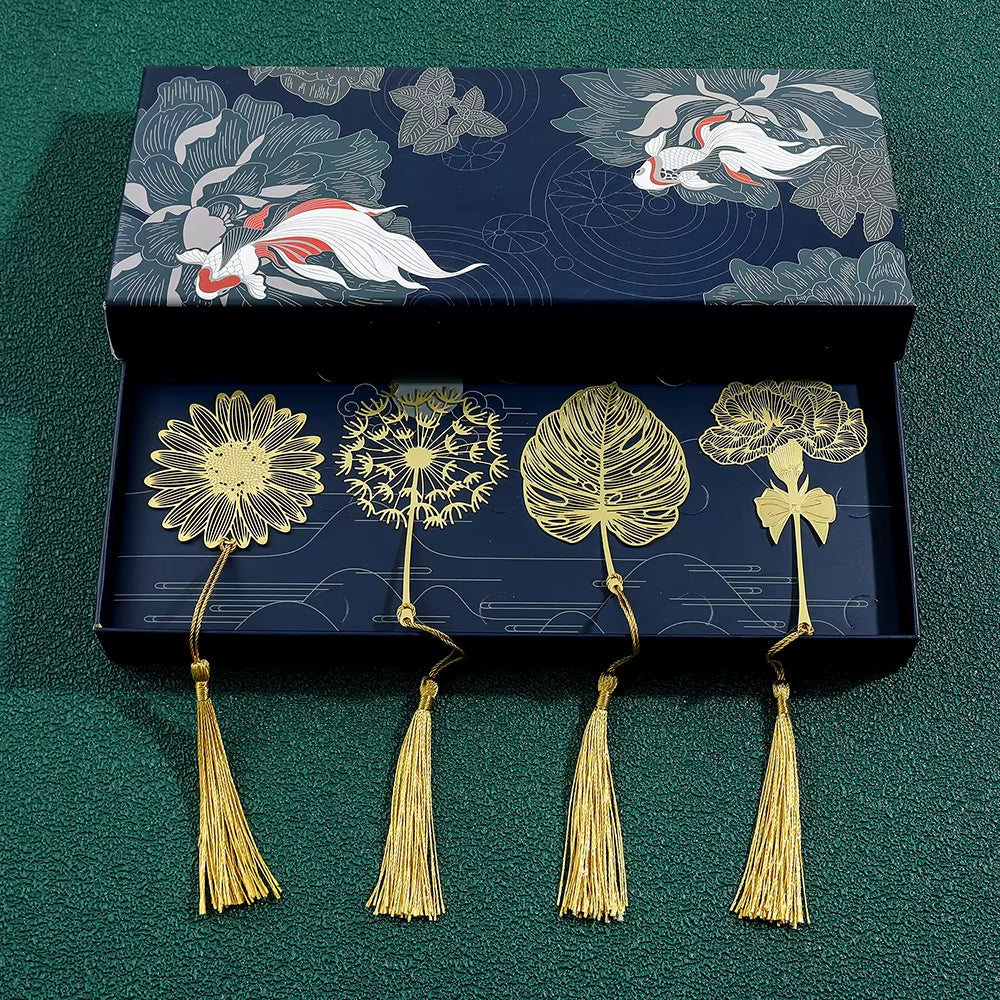 Chinese Style Handmade Book Mark Golden Flower Bookmarks Reading Marker for Book Lover - Design Studios Direct