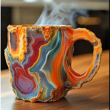 Resin Mineral Crystal Coffee Mugs With Handles Elegant Mineral Crystal Cup - Design Studios Direct