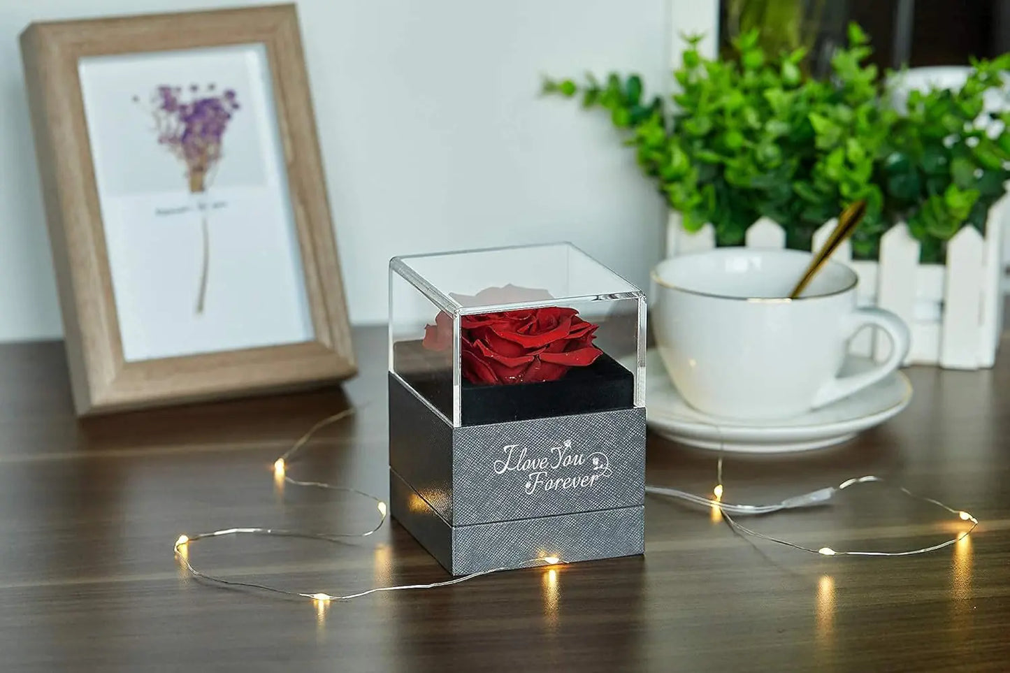 WILDLOVE Preserved Real Rose with I Love You Necklace - Design Studios Direct