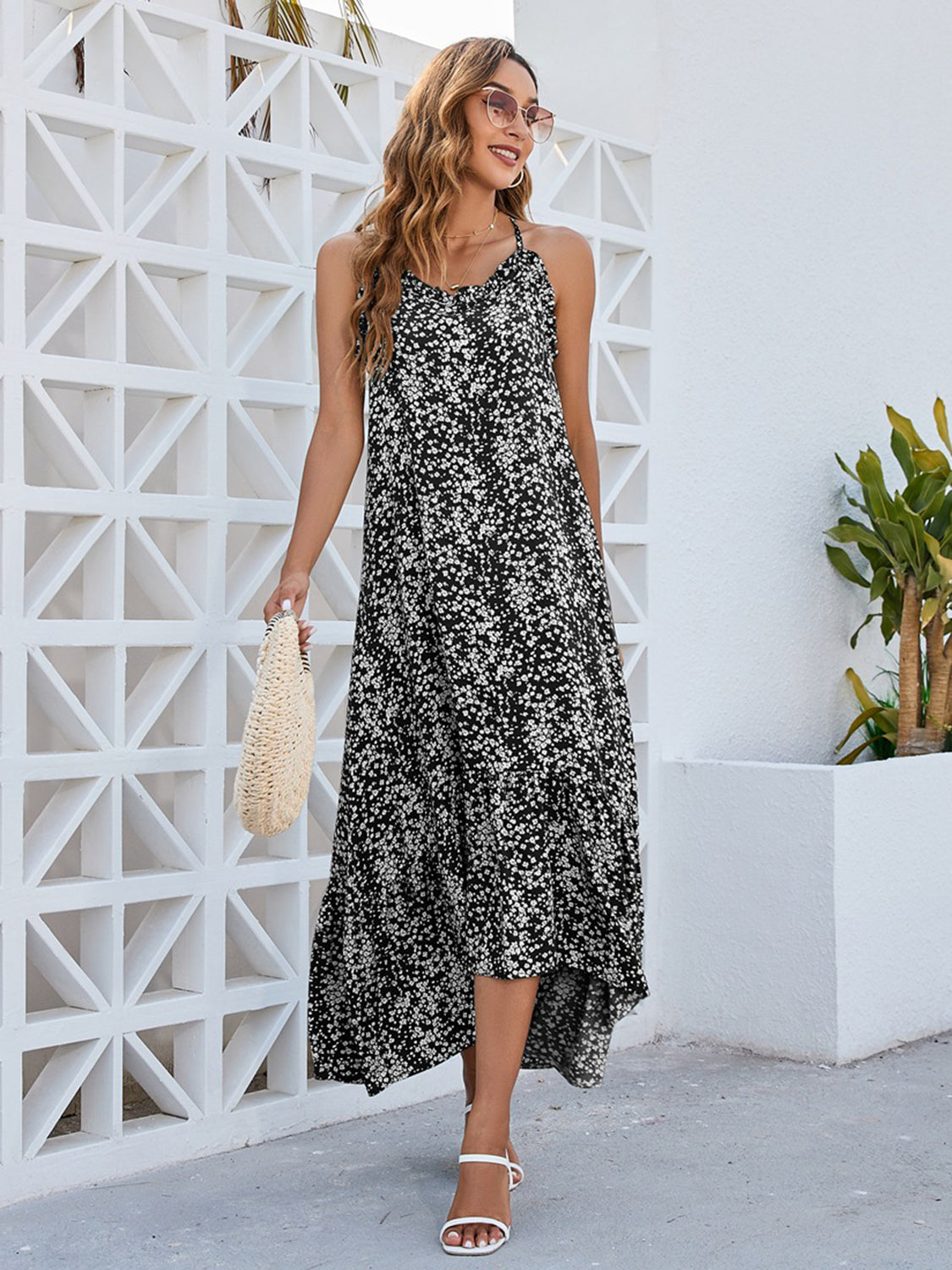 Ditsy Floral Scoop Neck Midi Cami Dress - Design Studios Direct