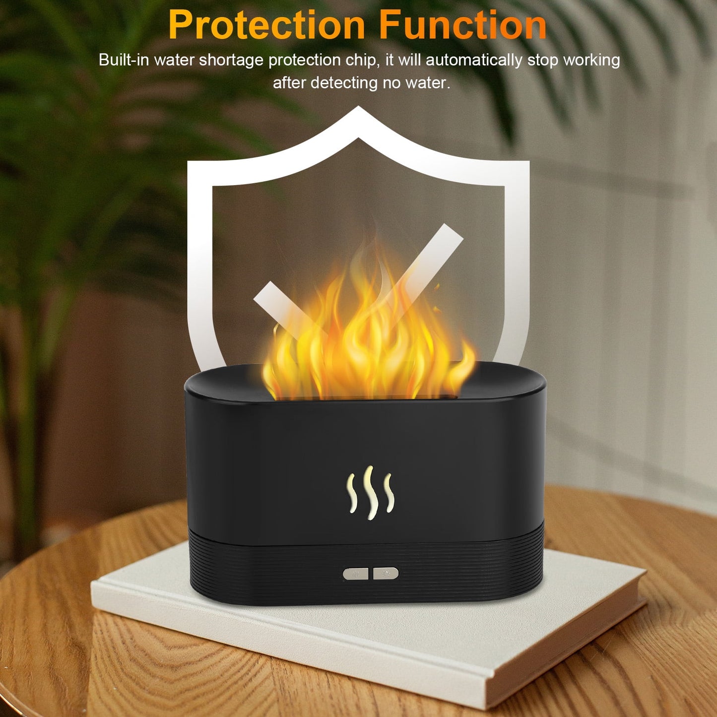 Flame Air Humidifier Essential Oil Diffuser, 7 3D Color Light - Design Studios Direct