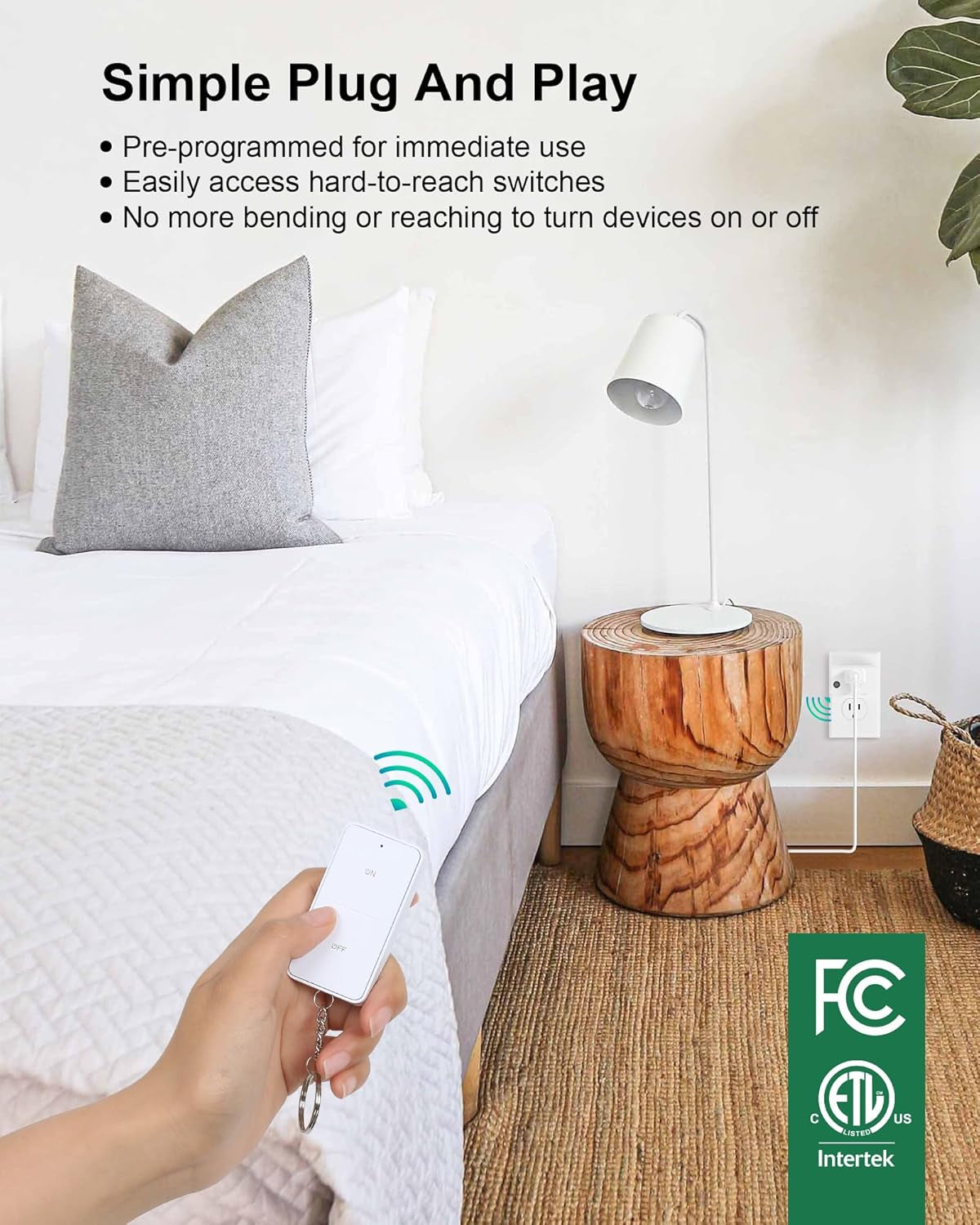 Remote Control Outlet, 200 FT Long Range Wireless Remote Light Switch, No Wiring, 15A/1875W Electrical Outlet Switch for Lamps, Fans, Christmas Trees, Small Appliances, ETL Listed - Design Studios Direct