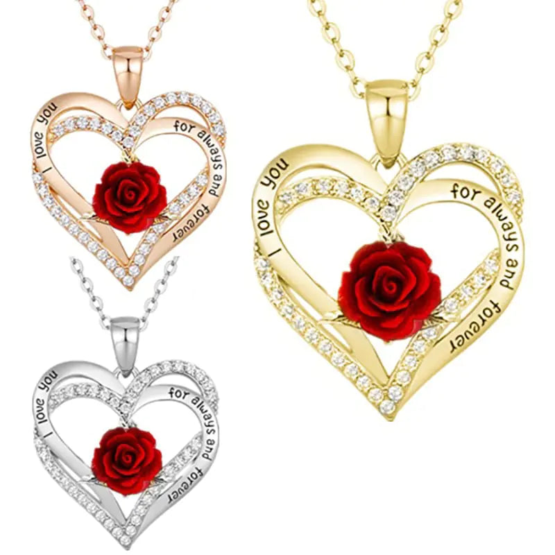 Rose Flower Pendant Necklace - Design Studios Direct