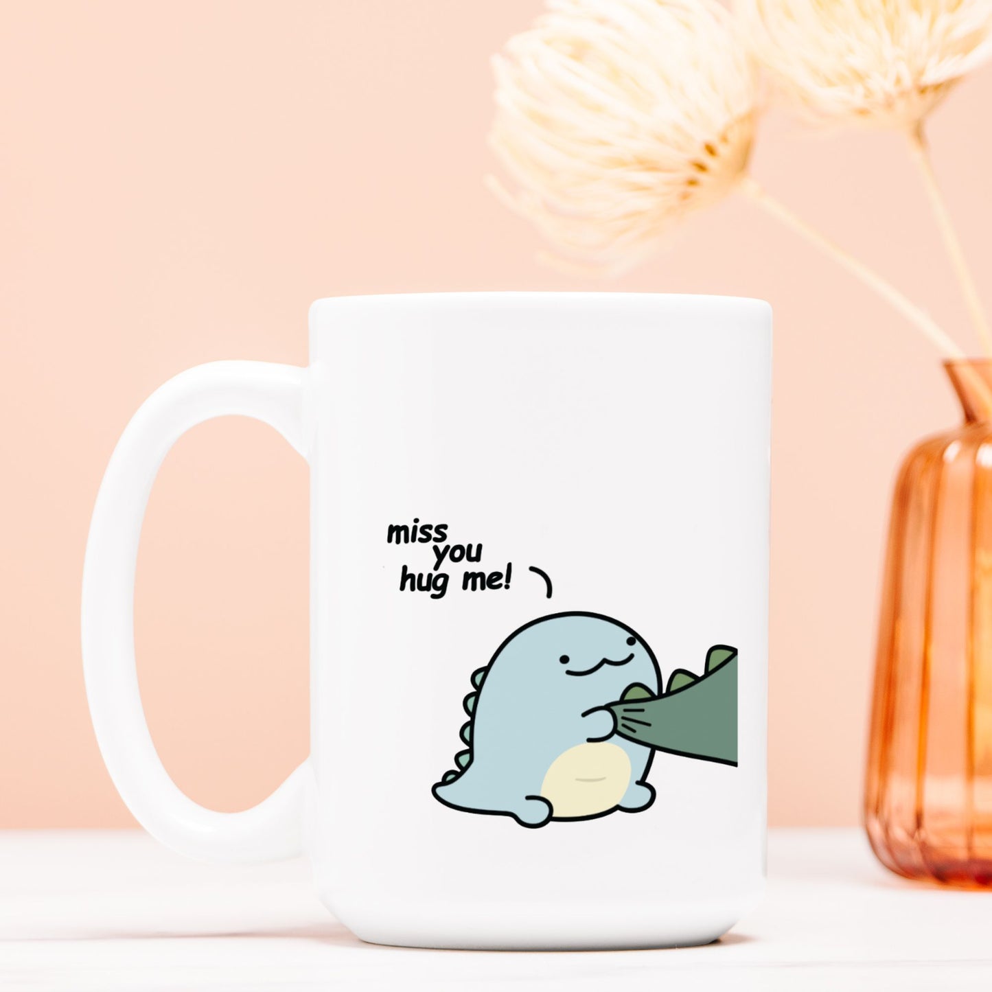 Hug Me Cute Dinosaur Couple Mug Coffee Lover Gift Best Friend Mug Birthday Gift Valentine Gift Friendship Gift