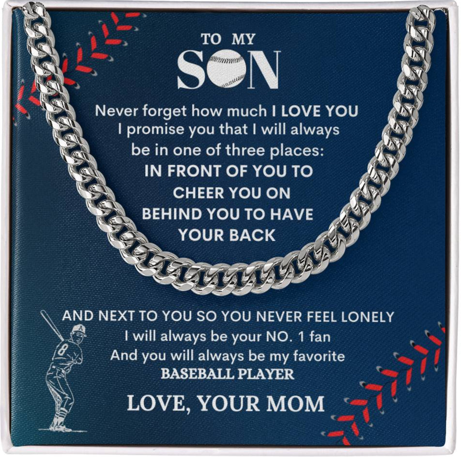 To My Son Baseball Player - Cuban Link Chain - Design Studios Direct