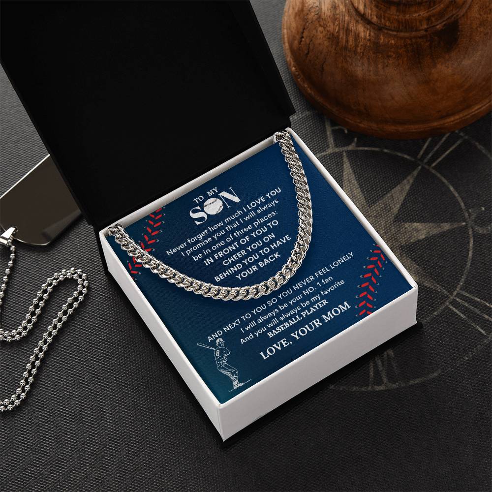 To My Son Baseball Player - Cuban Link Chain - Design Studios Direct