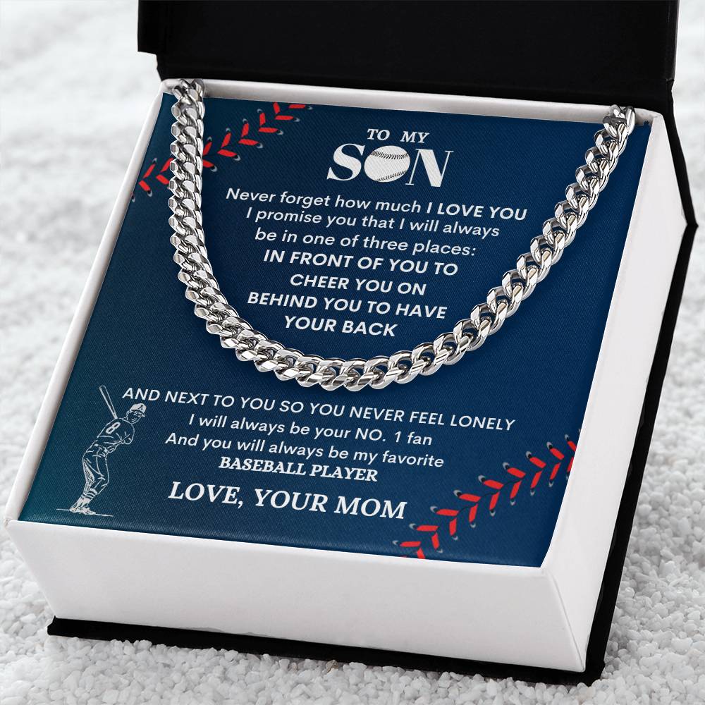 To My Son Baseball Player - Cuban Link Chain - Design Studios Direct