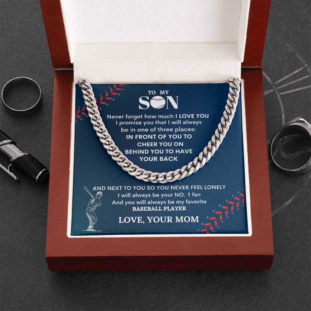 To My Son Baseball Player - Cuban Link Chain - Design Studios Direct