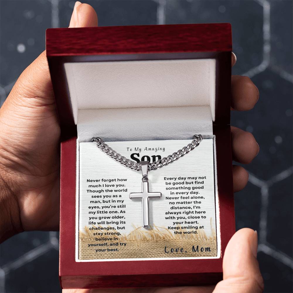 My Amazing Son - Personalized Engraving Cuban Cross Necklace