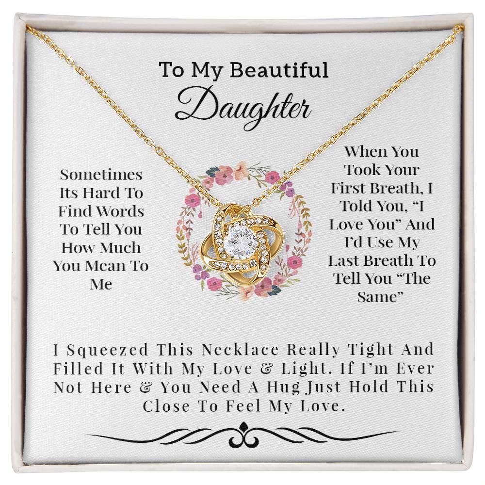 To My Beautiful Daughter | I Love You - Love Knot Necklace - Design Studios Direct