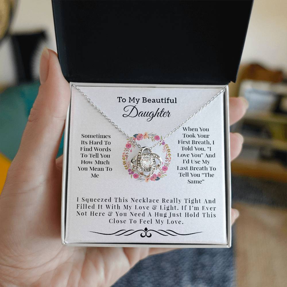 To My Beautiful Daughter | I Love You - Love Knot Necklace - Design Studios Direct