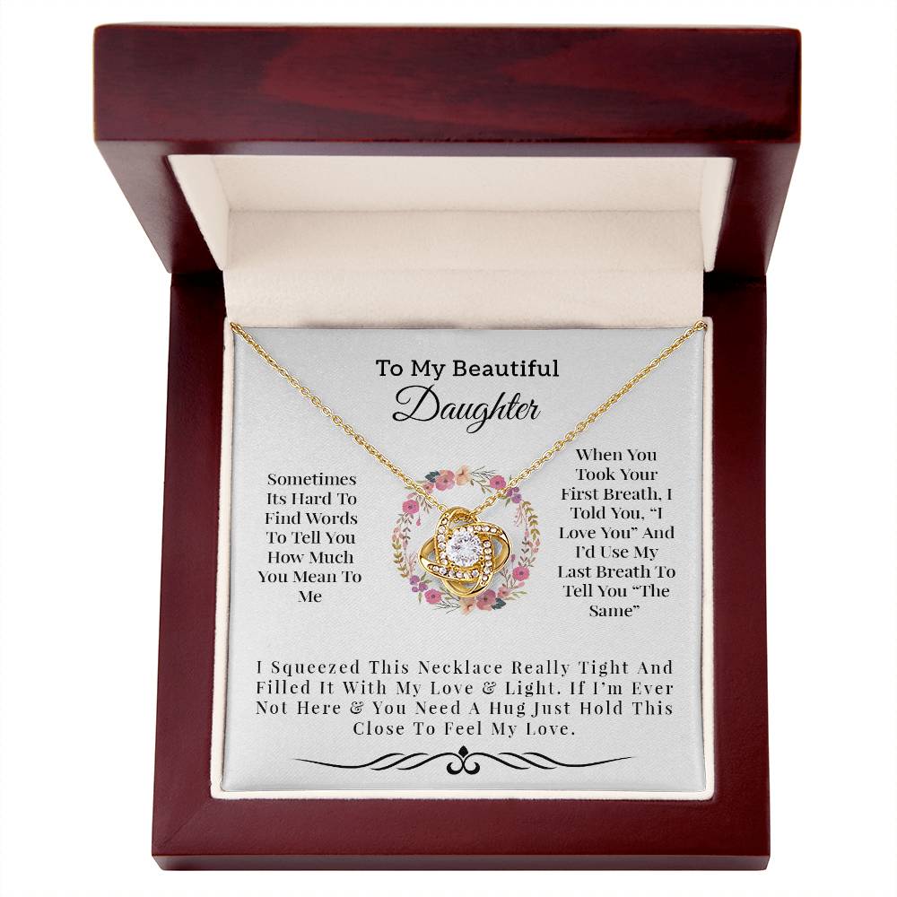 To My Beautiful Daughter | I Love You - Love Knot Necklace - Design Studios Direct