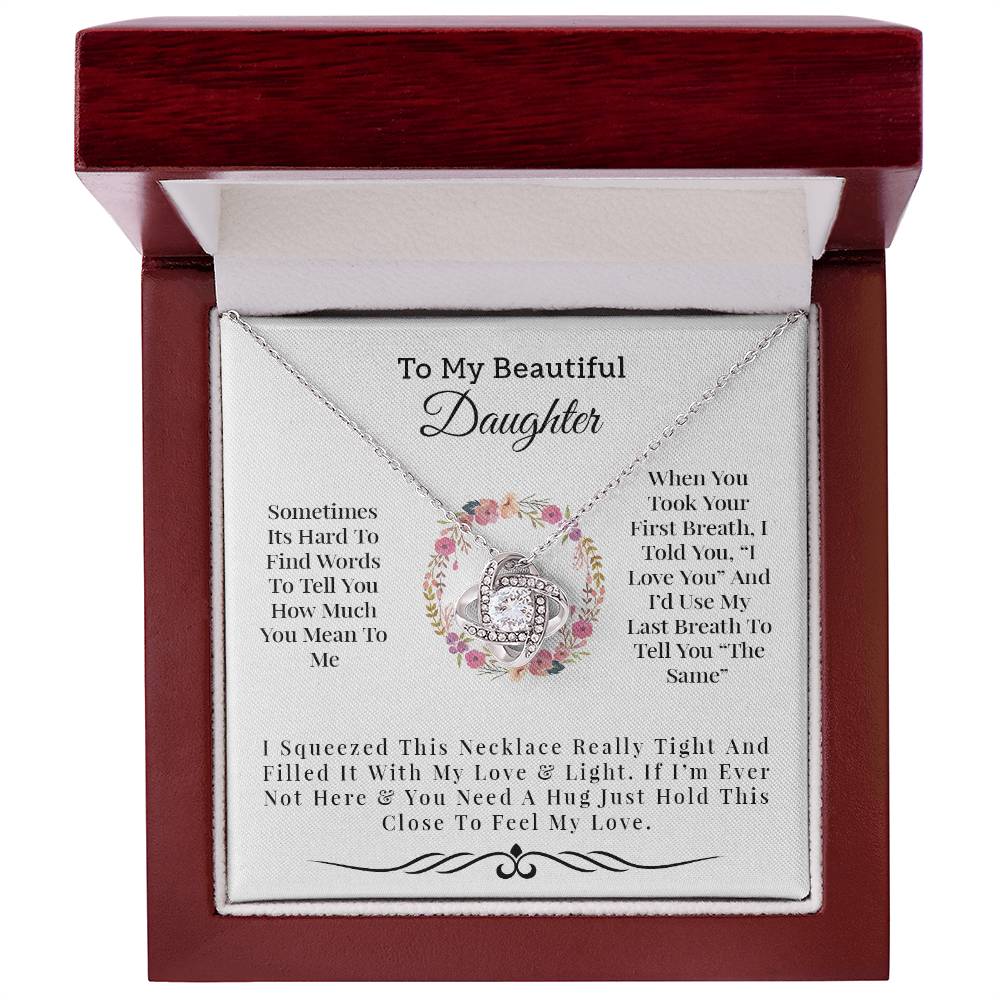 To My Beautiful Daughter | I Love You - Love Knot Necklace - Design Studios Direct