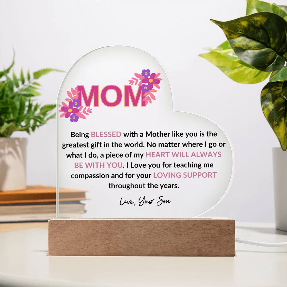 MOM | Acrylic Heart Night Light - Design Studios Direct