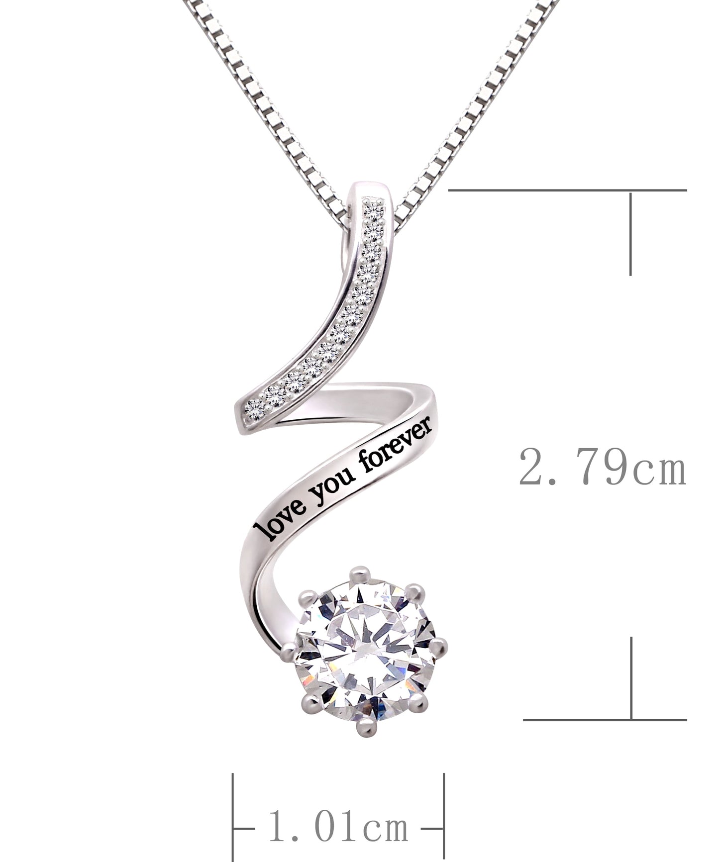 Jewelry Sterling Silver "Love You Forever" Cubic Zirconia Pendant Necklace - Design Studios Direct