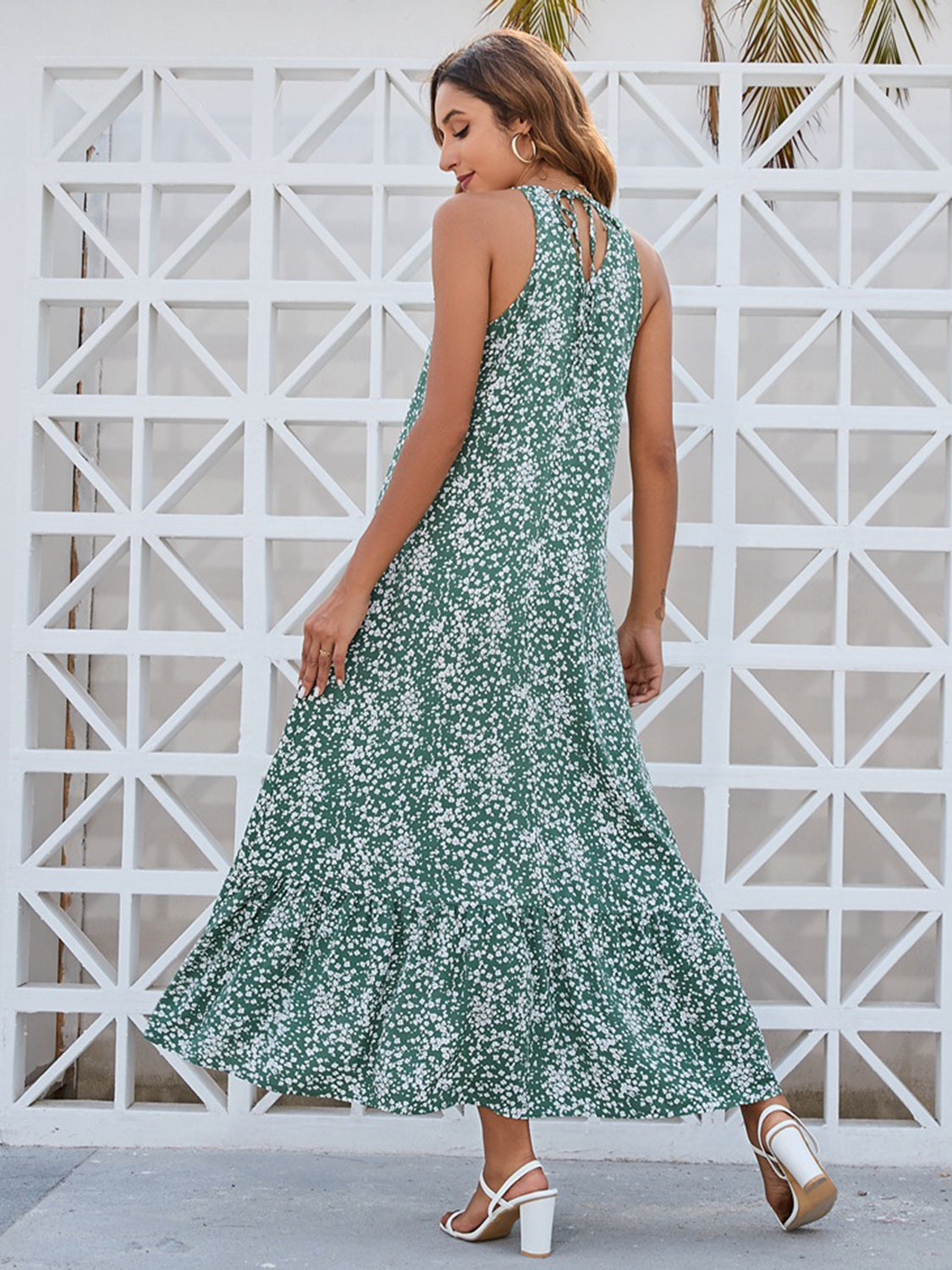 Ditsy Floral Scoop Neck Midi Cami Dress - Design Studios Direct