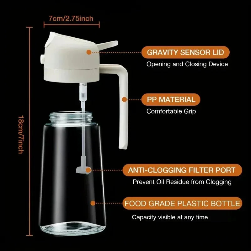 2 in 1 16 oz Glass Oil Dispenser and Spray Bottle - Design Studios Direct