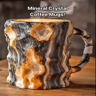 Resin Mineral Crystal Coffee Mugs With Handles Elegant Mineral Crystal Cup