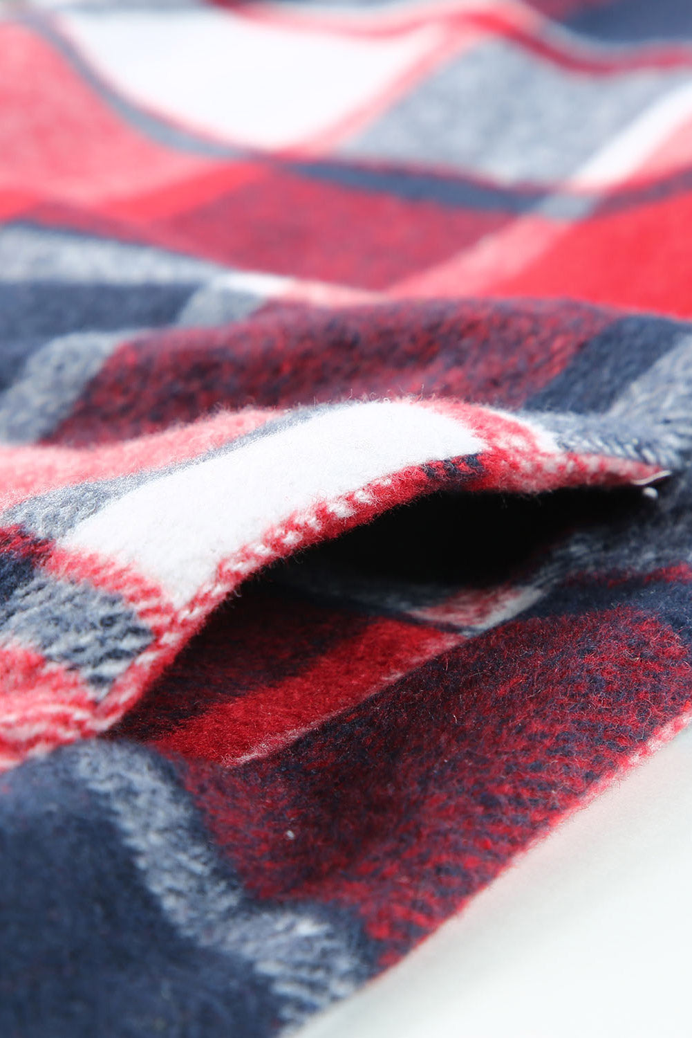 Fiery Red Hooded Plaid Button Front Shacket - Design Studios Direct