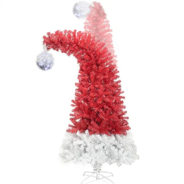 6FT Fir Bent Top Christmas Tree, Santa Hat Style Christmas 300 LED Lights - Design Studios Direct