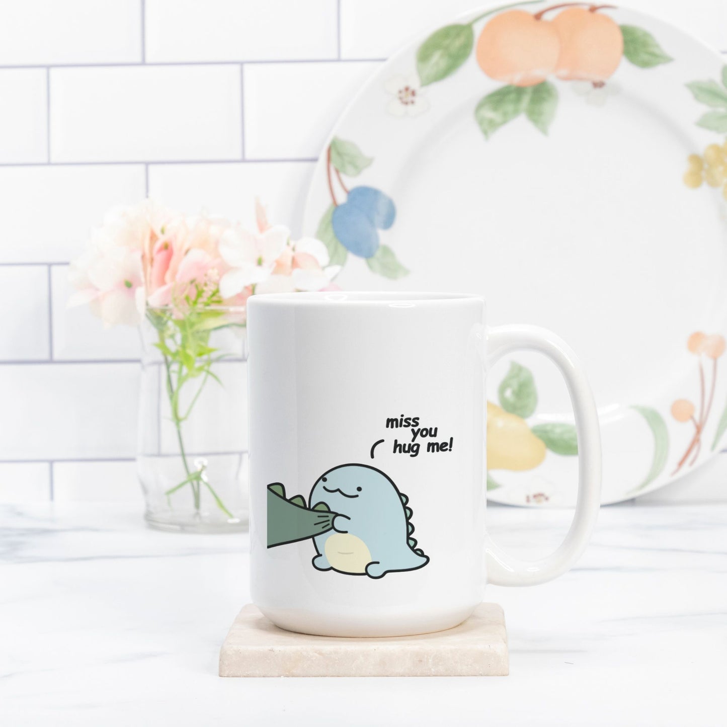 Hug Me Cute Dinosaur Couple Mug Coffee Lover Gift Best Friend Mug Birthday Gift Valentine Gift Friendship Gift