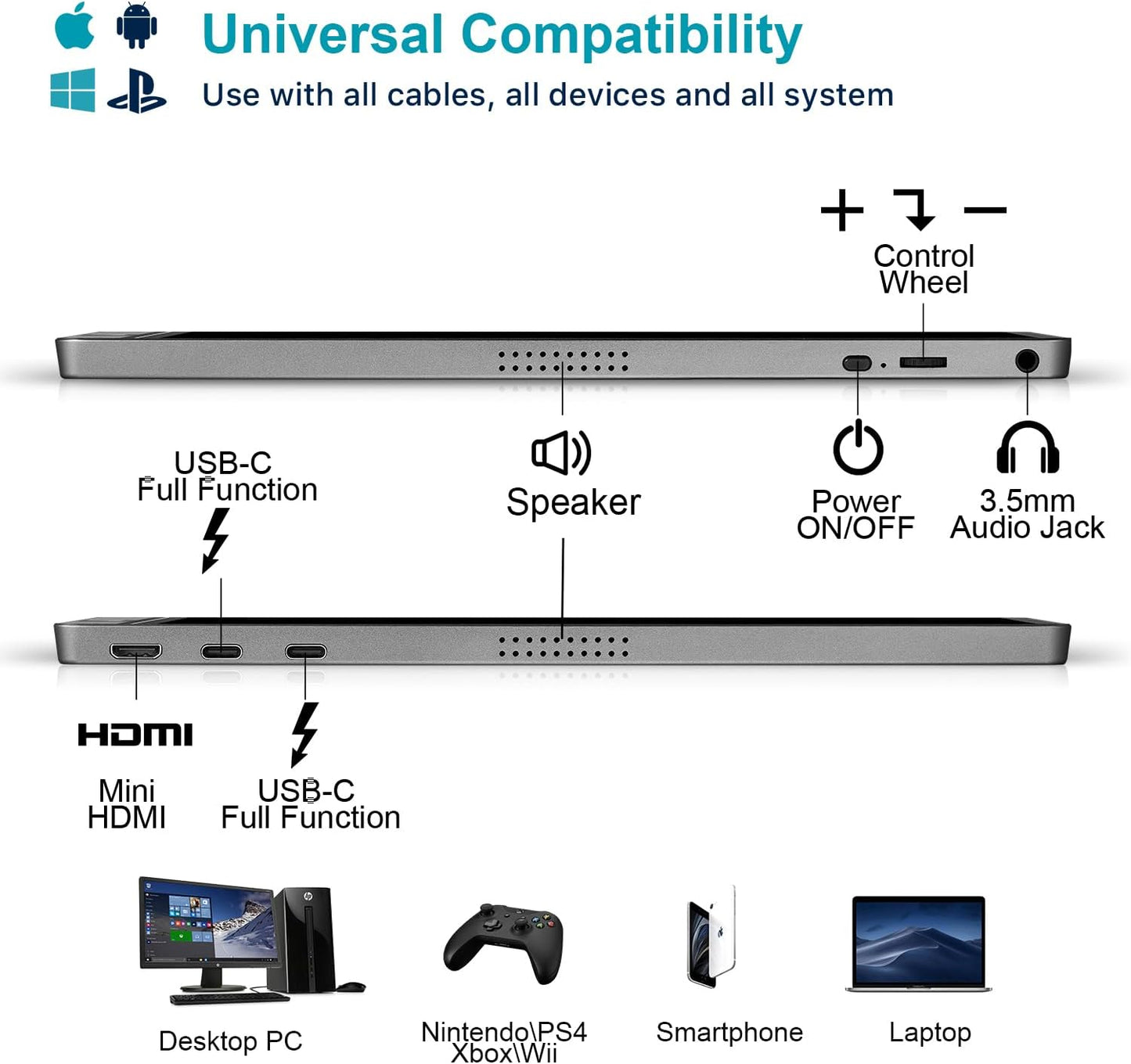 15.6” 1080P FHD Portable Gaming Monitor with HDR, USB-C & HDMI Compatibility - Design Studios Direct