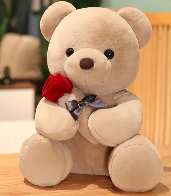 Hugging Roses Teddy Bear Plush Pillow - Design Studios Direct