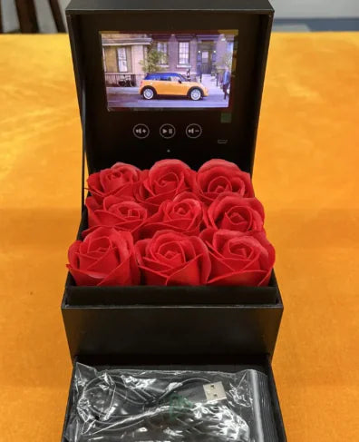 Luxury Video Flower LCD With 4.3 Inch LCD Screen 9 pcs Red Roses Upload Video LCD Box For Wedding Mother Day Valentines Gift - Design Studios Direct