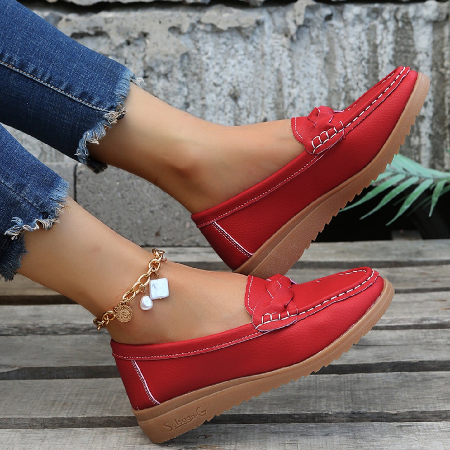 Weave Wedge Heeled Loafers - Design Studios Direct