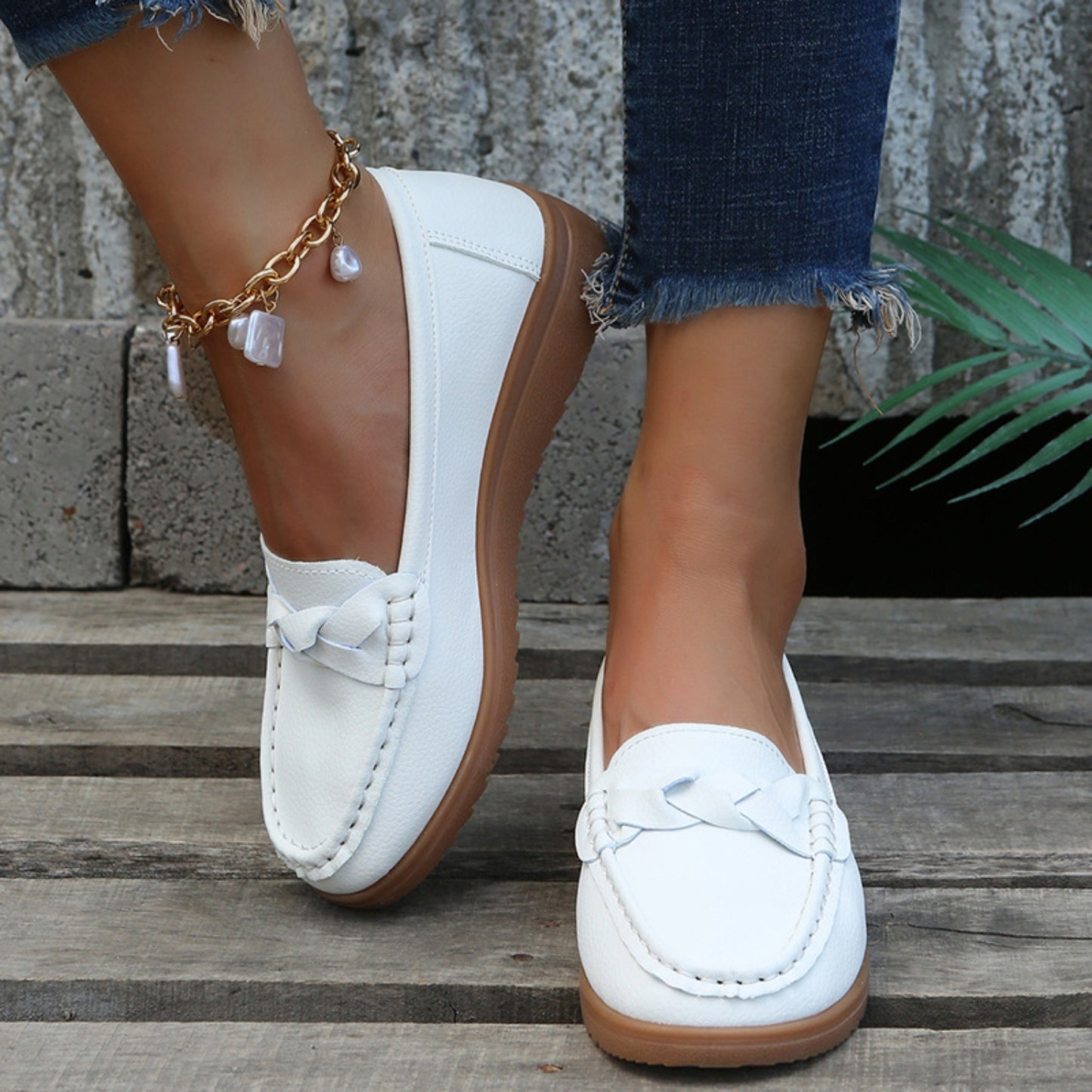 Weave Wedge Heeled Loafers - Design Studios Direct