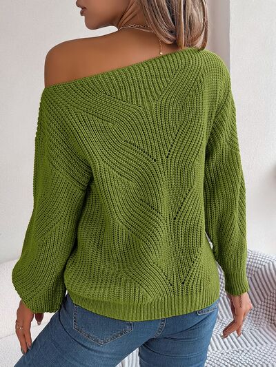Openwork Long Sleeve Sweater - Design Studios Direct