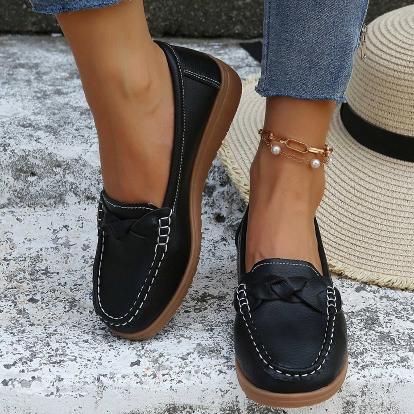 Weave Wedge Heeled Loafers - Design Studios Direct