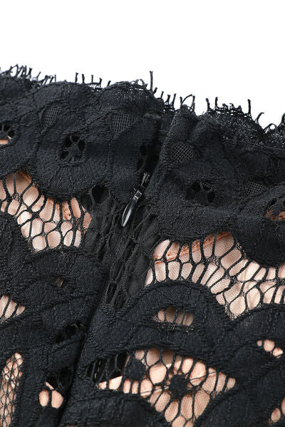 Off-Shoulder Long Sleeve Lace Dress - Design Studios Direct
