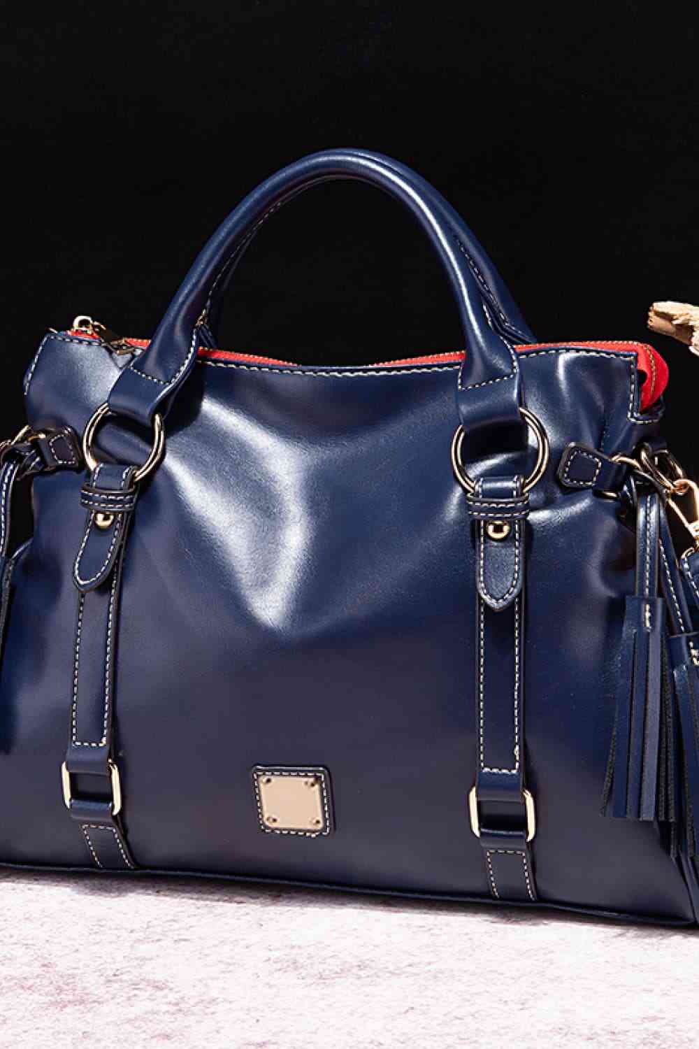 Large Leather Satchel with Tassels - Design Studios Direct